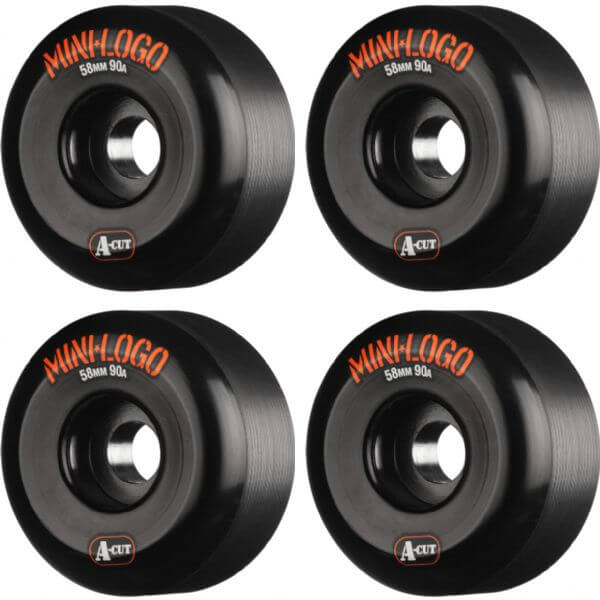 Mini Logo Skateboards A-Cut Hybrid Black Skateboard Wheels - 58mm 90a (Set of 4)