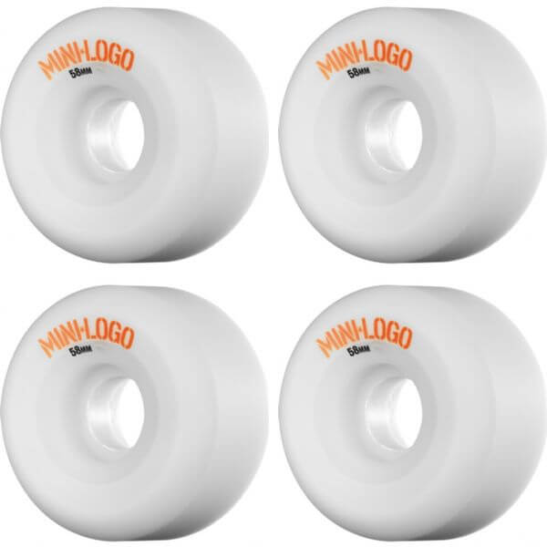 Mini Logo Skateboards A-Cut White Skateboard Wheels - 58mm 101a (Set of 4)