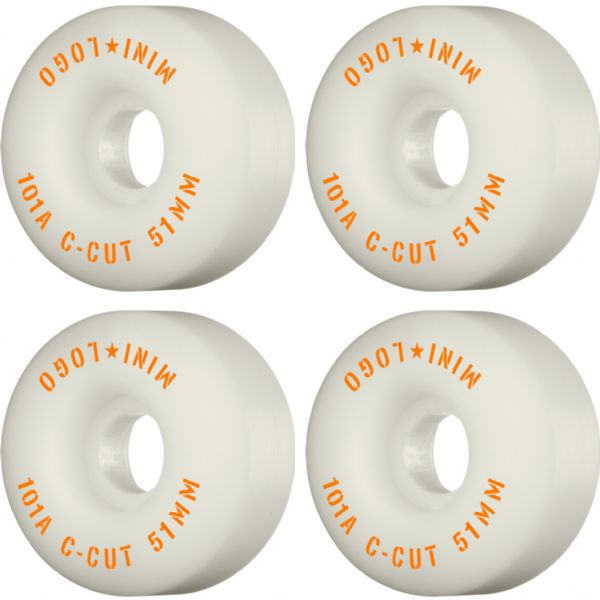 Mini Logo Skateboards C-Cut White Skateboard Wheels - 51mm 101a (Set of 4)