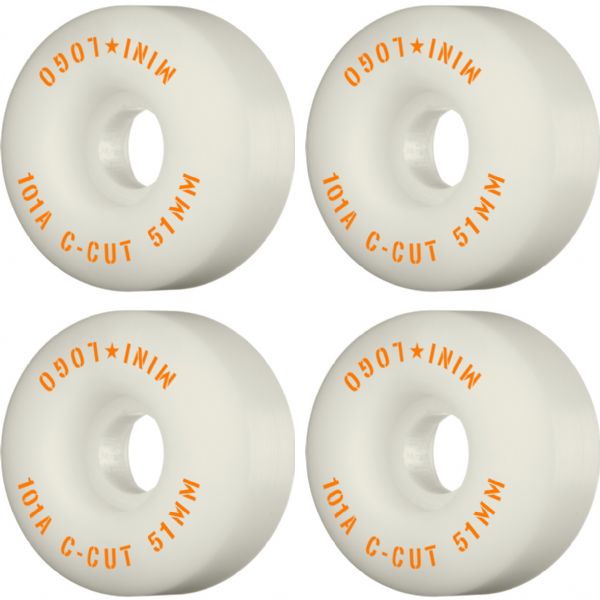 Mini Logo Skateboards C-Cut White Skateboard Wheels - 51mm 101a (Set of 4)