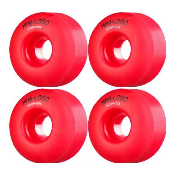 Mini Logo Skateboards C-Cut Red Skateboard Wheels - 53mm 101a (Set of 4)