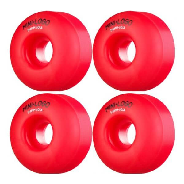 Mini Logo Skateboards C-Cut Red Skateboard Wheels - 54mm 101a (Set of 4)