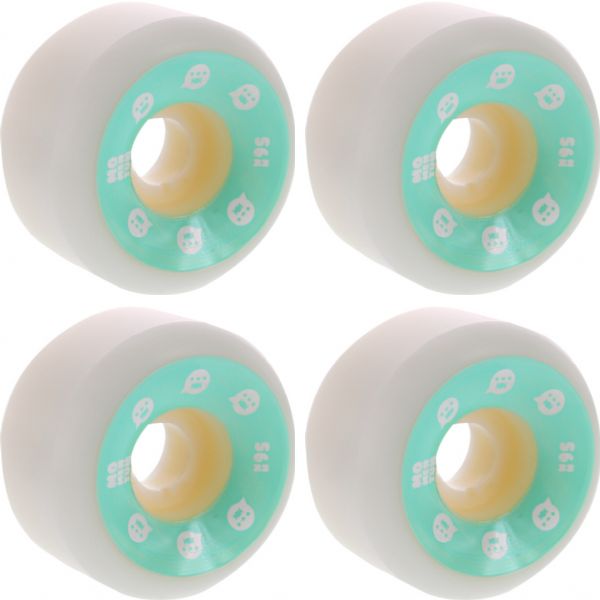 Momentum Wheels V2 Spiral White / Green Skateboard Wheels - 56mm 101a (Set of 4)