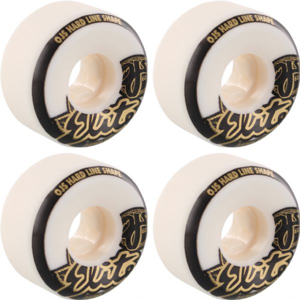 OJ Wheels Elite Hardline White w/ Gold / Black Skateboard Wheels - 54mm 99a (Set of 4)