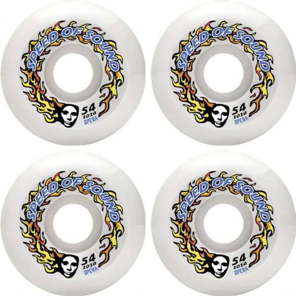 Opera Skateboards SOS Fire Mask Hardline Conical White Skateboard Wheels - 54mm 101a (Set of 4)
