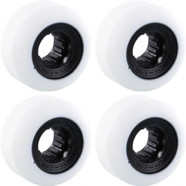 Powerflex Skateboards Gumball White / Black Skateboard Wheels - 52mm 83b (Set of 4)