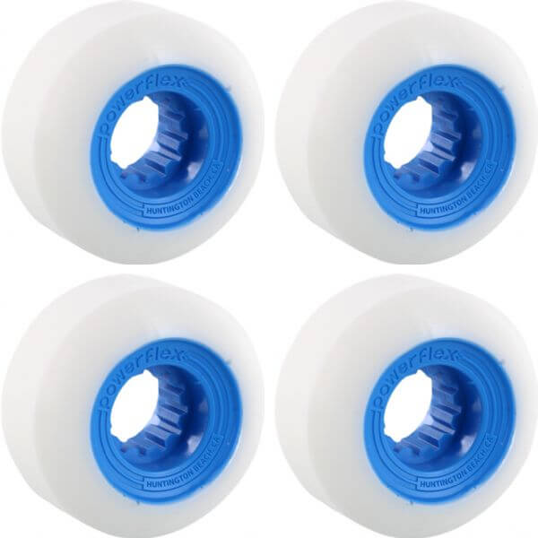 Powerflex Skateboards Gumball White / Blue Skateboard Wheels - 54mm 83b (Set of 4)