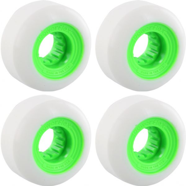 Powerflex Skateboards Gumball White / Lime Skateboard Wheels - 58mm 83b (Set of 4)