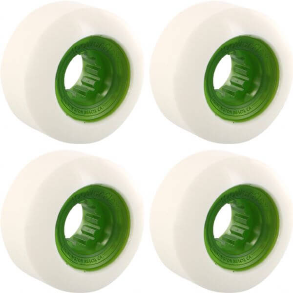 Powerflex Skateboards Rock Candy White / Clear Green Skateboard Wheels - 54mm 84b (Set of 4)