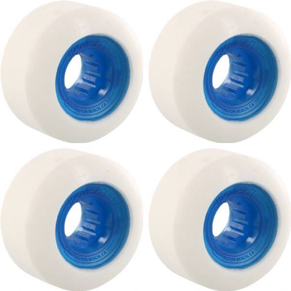 Powerflex Skateboards Rock Candy White / Clear Blue Skateboard Wheels - 56mm 84b (Set of 4)