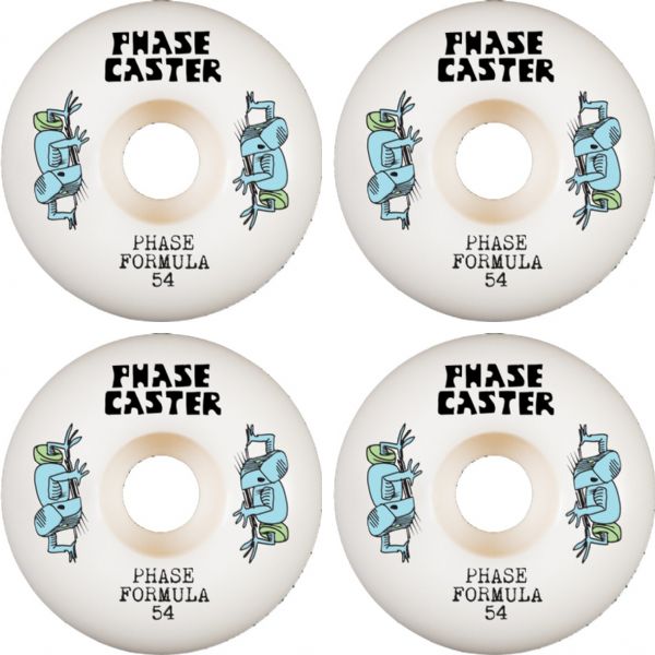 Phasecaster Skateboards Clone White Skateboard Wheels - 54mm 99a (Set of 4)