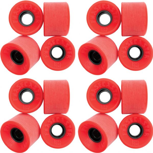 Phasecaster Skateboards Sofa Tone Red Skateboard Wheels - 56mm 78a (Set of 4)