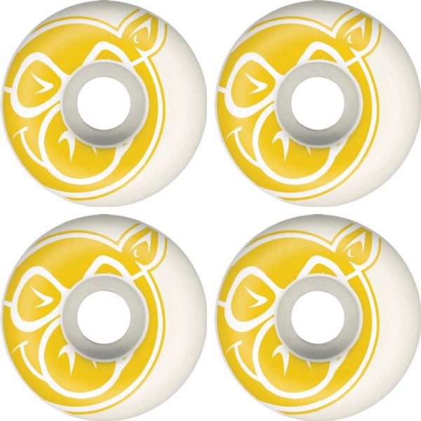 Pig Wheels Classic White / Yellow Skateboard Wheels - 55mm 99a (Set of 4) Pig Wheels Classic White / Yellow Skateboard Wheels - 55mm 99a (Set of 4)