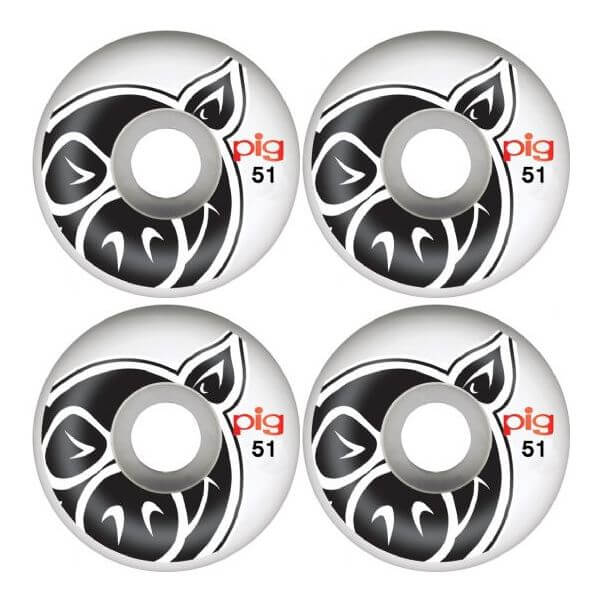 Pig Wheels Pig Head Natural Skateboard Wheels - 51mm 101a (Set of 4)