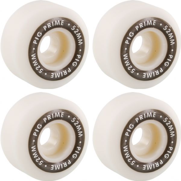 Pig Wheels Prime Urethane White Skateboard Wheels - 52mm 103a (Set of 4)