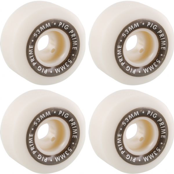 Pig Wheels Prime Urethane White Skateboard Wheels - 53mm 103a (Set of 4)