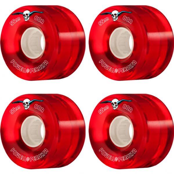 Powell Peralta Clear Cruiser Red Skateboard Wheels - 55mm 80a (Set of 4)
