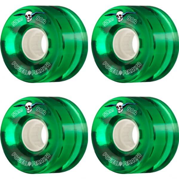 Powell Peralta Clear Cruiser Green Skateboard Wheels - 59mm 80a (Set of 4)