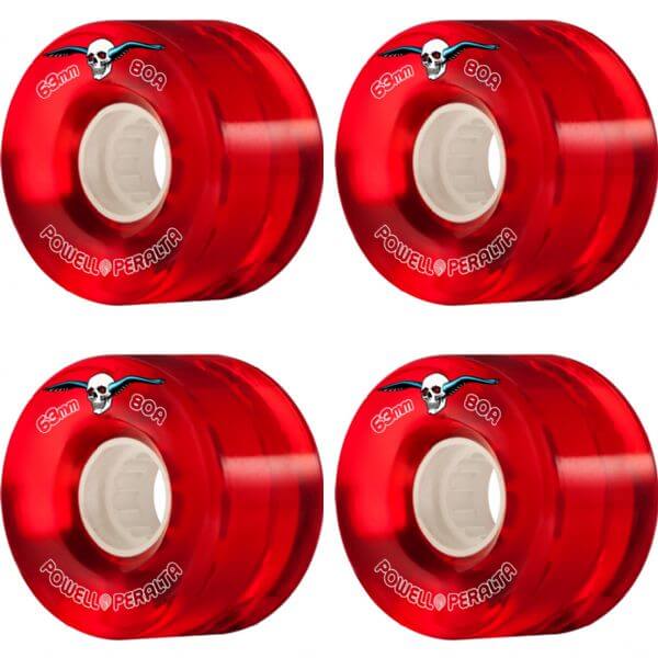 Powell Peralta Clear Cruiser Red Skateboard Wheels - 63mm 80a (Set of 4)