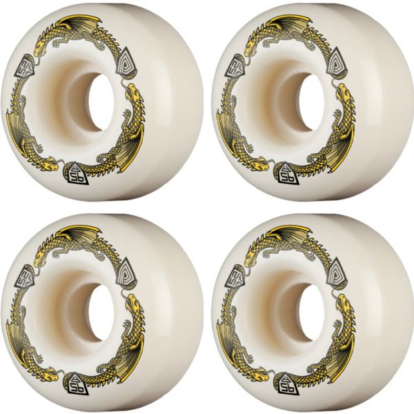Powell Peralta Dragon Formula V1 Yellow / White Skateboard Wheels - 52mm 95a (Set of 4)