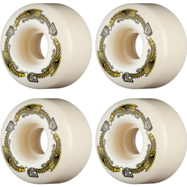 Powell Peralta Dragon Formula V4 Yellow / White Skateboard Wheels - 54mm 95a (Set of 4)
