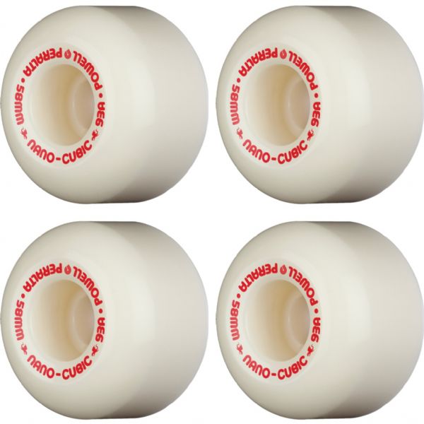 Powell Peralta Dragon Formula Nano Cubic Red / White Skateboard Wheels - 58mm 93a (Set of 4)