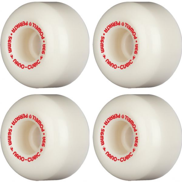 Powell Peralta Dragon Formula Nano Cubic White / Red Skateboard Wheels 37mm CP - 56mm 93a (Set of 4)