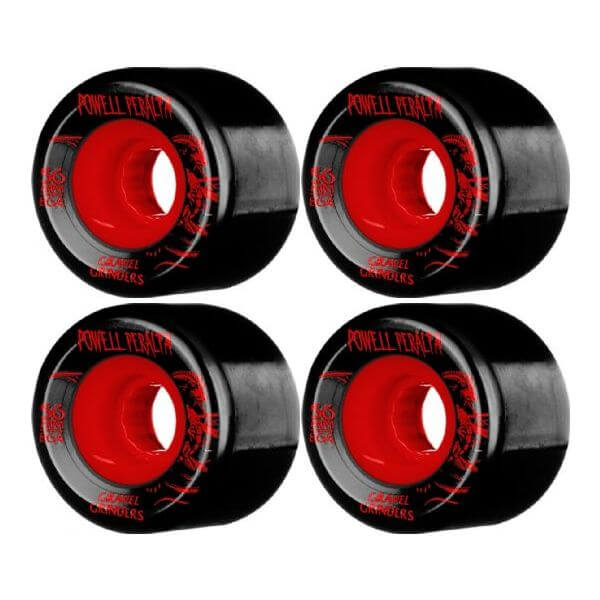 Powell Peralta Gravel Grinders Black / Red Skateboard Wheels 56mm 86a