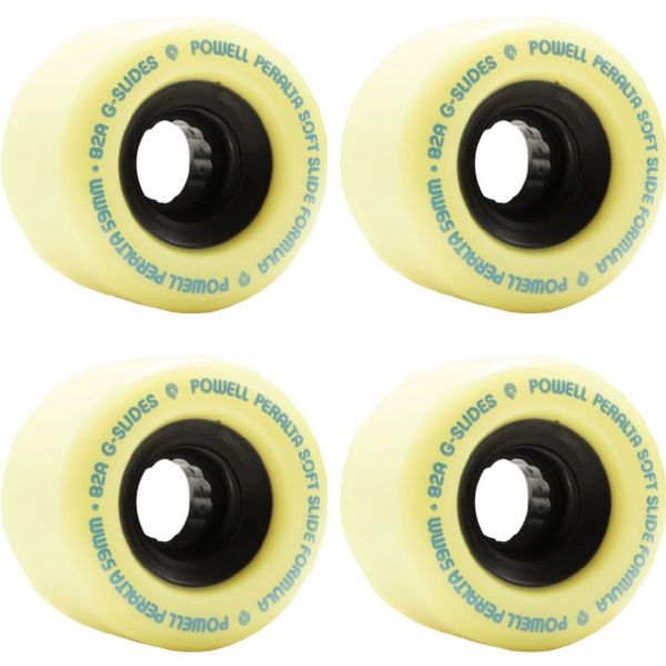 Powell Peralta G-Slides Soft-Slides Yellow / Black / Blue Skateboard Wheels - 82a
