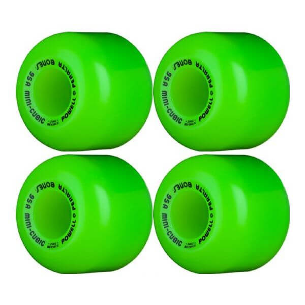 Powell Peralta Mini-Cubic Green Skateboard Wheels - 64mm 95a (Set of 4)