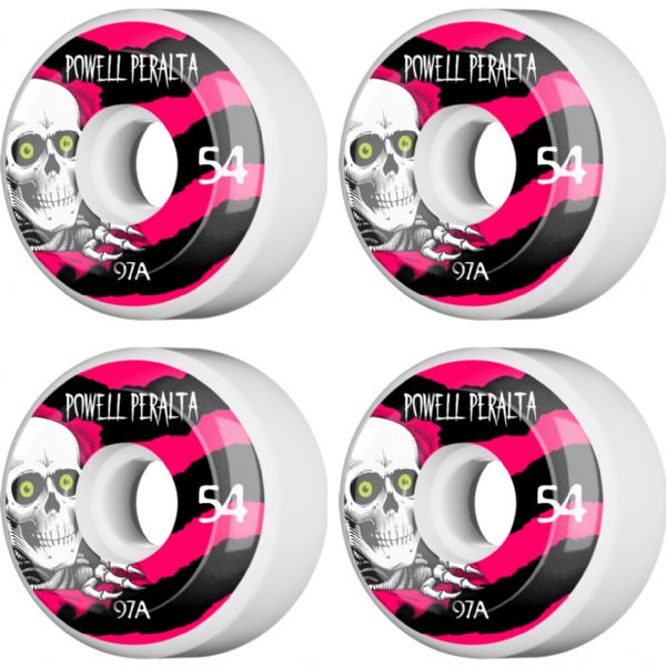 Powell Peralta Ripper White / Black / Red Skateboard Wheels - 54mm 97a (Set of 4)