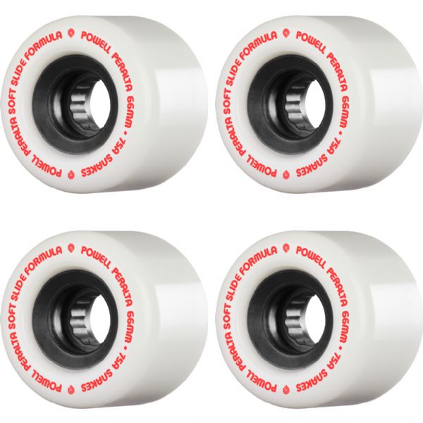 Powell Peralta Snakes White / Black w/ Red Skateboard Wheels - 66mm 75a (Set of 4)