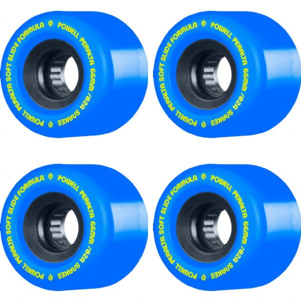 Powell Peralta Snakes Blue / Black with Yellow Skateboard Wheels - 66mm 82a (Set of 4)