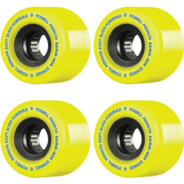 Powell Peralta Snakes Yellow / Black / Blue Skateboard Wheels - 66mm 82a (Set of 4)