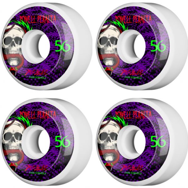 Powell Peralta Mike McGill Skull and Snake White / Purple Skateboard Wheels - 56mm 103a (Set of 4)