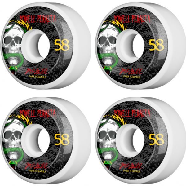 Powell Peralta Mike McGill Skull and Snake White / Black Skateboard Wheels - 58mm 103a (Set of 4)