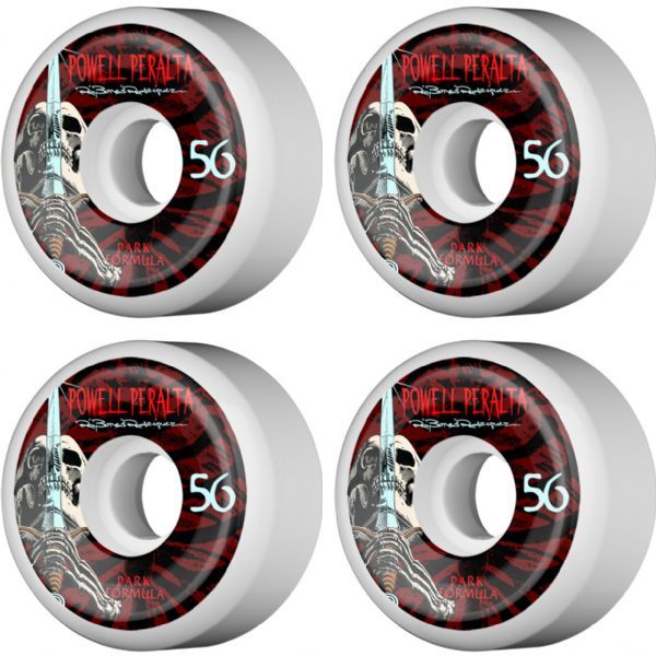 Powell Peralta Ray Rodriguez Skull & Sword White Skateboard Wheels - Park Formula - 56mm 103a (Set of 4)