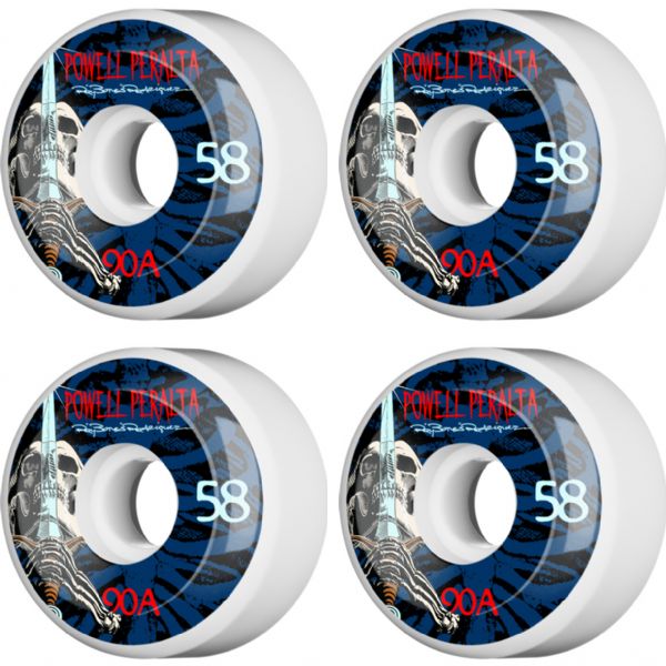 Powell Peralta Ray Rodriguez Skull & Sword White Skateboard Wheels - 58mm 90a (Set of 4)