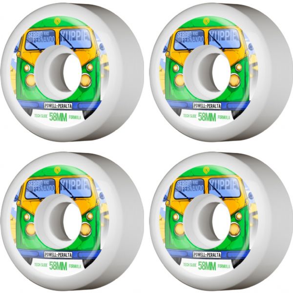 Powell Peralta Yuppie Slide Formula White Skateboard Wheels - 58mm 104a (Set of 4)