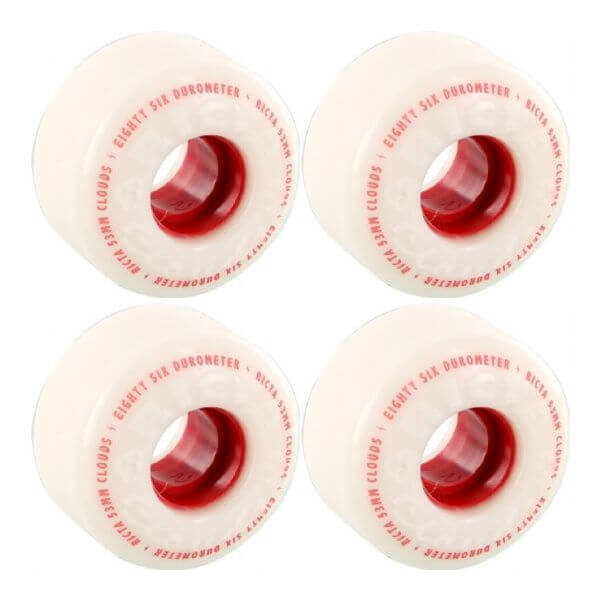 Ricta Wheels Clouds White / Red Skateboard Wheels - 53mm 86a (Set of 4)