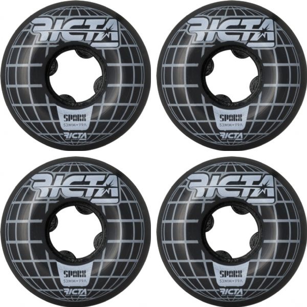 Ricta Wheels Mainframe Sparx Black / White Skateboard Wheels - 53mm 99a (Set of 4)