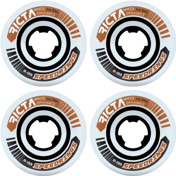 Ricta Wheels Speedrings Wide White / Bronze Skateboard Wheels - 54mm 99a (Set of 4)