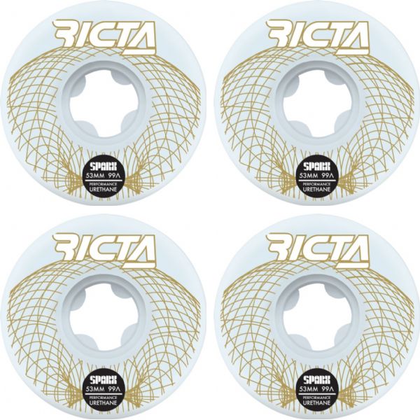 Ricta Wheels Wireframe White Skateboard Wheels - 53mm 99a (Set of 4)