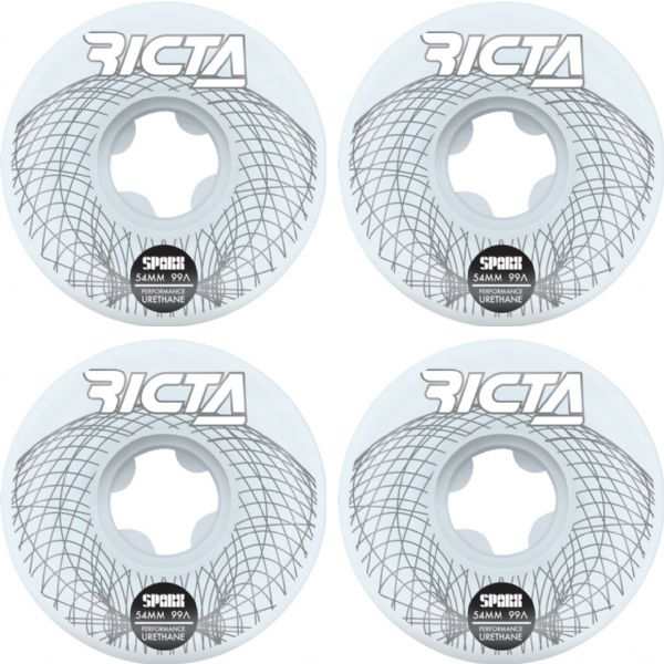 Ricta Wheels Wireframe White Skateboard Wheels - 54mm 99a (Set of 4)
