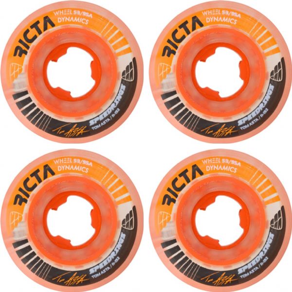 Ricta Wheels Tom Asta Speed Rings Slim Clear / Orange Skateboard Wheels - 53mm 95a (Set of 4)