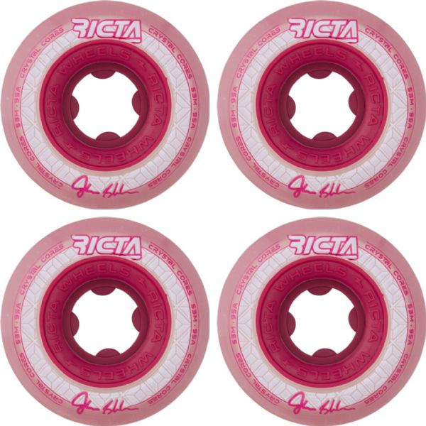 Ricta Wheels John Shanahan Crystal Cores Clear Red Skateboard Wheels - 53mm 95a (Set of 4)