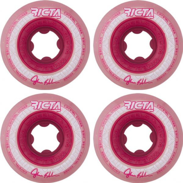 Ricta Wheels John Shanahan Crystal Cores Clear Metallic Red Skateboard Wheels - 53mm 95a (Set of 4)