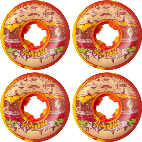 Santa Cruz Skateboards Jeremy Fish Slime Balls Burger Red / Yellow Skateboard Wheels - 56mm 99a (Set of 4)