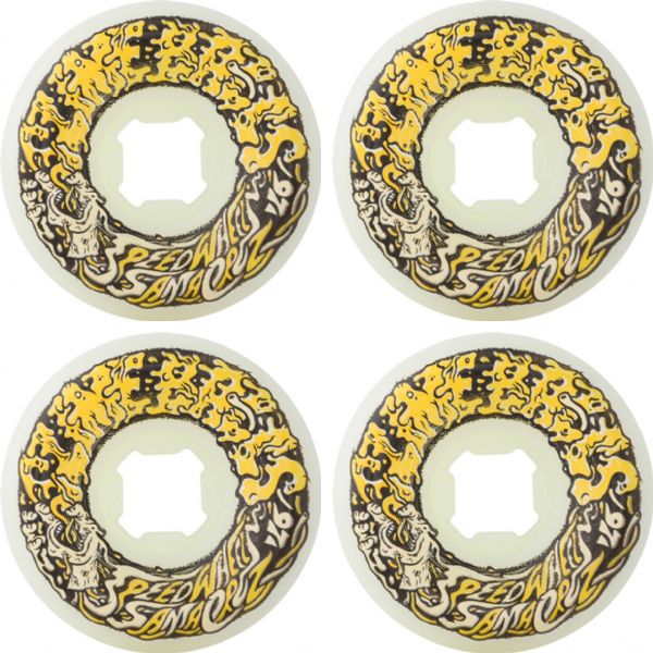 Santa Cruz Skateboards Slime Balls Vomit Mini White / Yellow Skateboard Wheels - 56mm 97a (Set of 4)