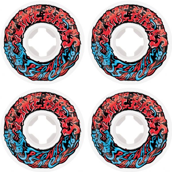 Santa Cruz Skateboards Slime Balls Vomit Mini II White / Red / Blue Skateboard Wheels - 53mm 97a (Set of 4)